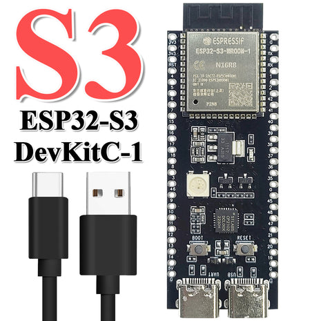 Placa de desarrollo ESP32-S3-DevKitC-1 Módulo WiFi BT 2.4G para Arduino 8MB PSRAM 16MB FLASH N16R8 44 pines CP2102 Tipo-C Módulo electrónico ESP-32 S3