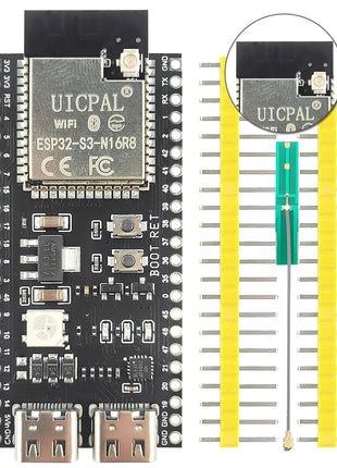 Placa de desarrollo IPEX ESP32-S3 con módulo WiFi BT de 2.4G para IA Internet de las cosas ESP32-S3WROOM1 N16R8 MCU Módulo electrónico de 44 pines Type-C 8M PSRAM