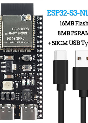 Placa de desarrollo ESP32-S3 con módulo WiFi BT IPEX 2.4G MCU ESP32-S3WROOM1 N16R8 44 pines Tipo-C Módulo electrónico ESP32-S3