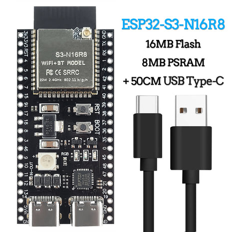 Placa de desarrollo ESP32-S3 con módulo WiFi BT IPEX 2.4G MCU ESP32-S3WROOM1 N16R8 44 pines Tipo-C Módulo electrónico ESP32-S3