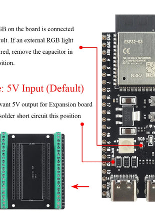 Placas de desarrollo ESP32-S3 con kit adaptador de expansión Módulo Wifi BT 2.4G ESP32-S3-WROOM-1 N8R2 N16R8 Módulo electrónico ESP32-S3 tipo C de 44 pines
