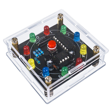 Kit electrónico de rueda de la fortuna con luz LED DIY, dados electrónicos, juego de estimación, kit de soldadura DIY, pulso de salida de 3 pines NE555 CD4017 3V, kit electrónico DIY