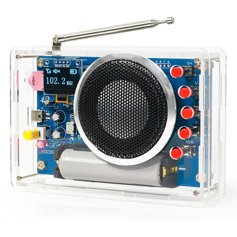 DIY OLED FM Radio Electronic Kit Adjustable Frequency 87-108MHz DIY Soldering Kit RDA5807 Rechargeable Source Full Range Speaker DIY Electronic Kit