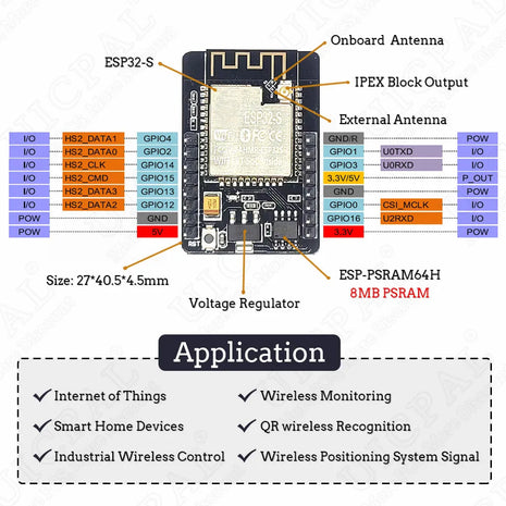 Placa de desarrollo ESP-32 CAM Módulo Bluetooth Wifi 2.4G para módulo de cámara OV2640 Módulo electrónico