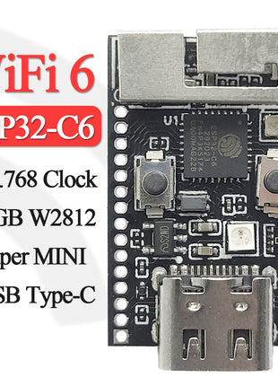 Módulo de desarrollo WiFi 6 ESP32-C6 Placa de desarrollo WiFi con oscilador de cristal de 32.768, LED RGB, núcleo RISC-V de 32 bits, Flash de 4 MB ESP-32 C6 Módulo electrónico