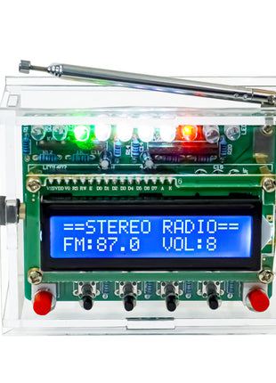 Kit electrónico de radio FM DIY Frecuencia ajustable 87-108MHz Pantalla LCD1602 Proyecto de soldadura de PCB Práctica de soldadura RDA5807 Kit electrónico DIY