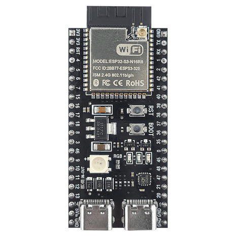 Placa de desarrollo ESP32-S3 con módulo WiFi BT de 2,4 G para IA, IoT, proyectos de bricolaje, MCU ESP32-S3 N16R8, 44 pines, tipo C, pines soldados, módulo electrónico