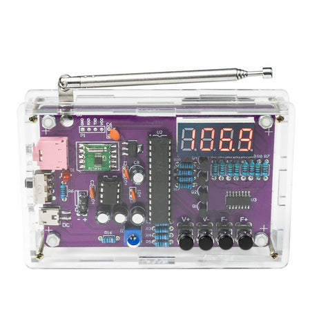 Kit electrónico de radio FM DIY Frecuencia ajustable 87-108MHz Pantalla digital Proyecto de soldadura DIY Práctica de soldadura RDA5807S Kit electrónico DIY