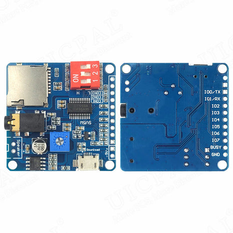 Voice Sound Module for Arduino MP3 Player Module UART I/O Trigger Class D Amplifier Board 5W 8M Storage SD/TF Card DY1703A Electronic Module