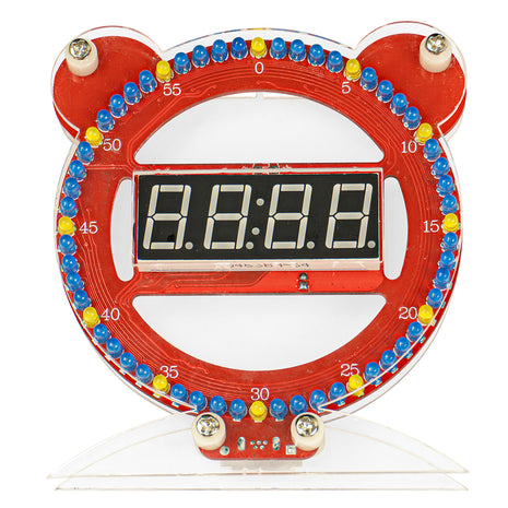 DIY Electronic Clock LED Digital Tube Bear Clock Electronic Kit Microcontroller Soldering Kit Creative Making Project with Cable DIY Electronic Kit