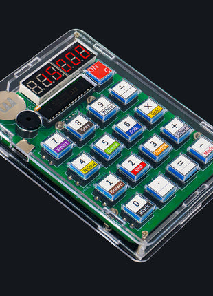 Kit de producción electrónica de calculadora DIY con pantalla digital LED con carcasa, kit de práctica de soldadura con microcontrolador, kit electrónico DIY