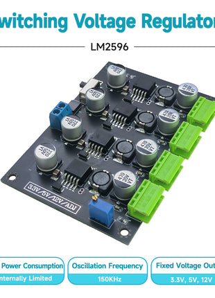 LM-2596 Multi-Circuit Switching Power Supplies Module 3.3V 5V 12V ADJ Adjustable Voltage Output Power Modules LM2596 LM-2596 Multi-Circuit Switching Power Supplies Module 3.3V 5V 12V ADJ Adjustable Voltage Output Power Modules LM2596 Electronic Module