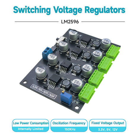 LM-2596 Multi-Circuit Switching Power Supplies Module 3.3V 5V 12V ADJ Adjustable Voltage Output Power Modules LM2596 LM-2596 Multi-Circuit Switching Power Supplies Module 3.3V 5V 12V ADJ Adjustable Voltage Output Power Modules LM2596 Electronic Module