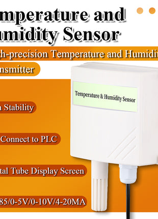 Digital Display Transmitter with Temperature Humidity Sensor Probe RS485 Analog 0-5V 0-10V 4-20mA Waterproof Temperature Sensors Sensor Module