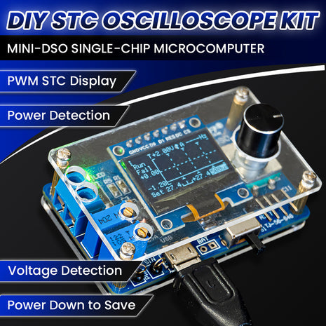 Kit electrónico DIY de mini osciloscopio digital STC8K8A MCU con pantalla OLED de 0,96 pulgadas para practicar soldadura y ensamblaje