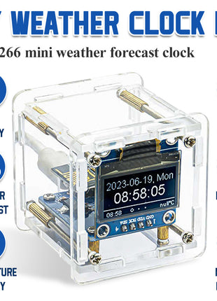 ESP8266 MINI Reloj Meteorológico WIFI Reloj Digital Kit de Soldadura DIY Estación Meteorológica Multifuncional Electrónica Kit Electrónico DIY