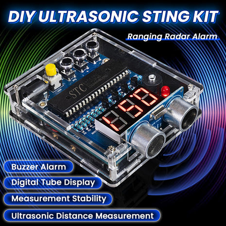 DIY Ultrasonic Ranging Electronic Kit STC with LED Measuring Distance 0-4M Radar Alarm DIY Soldering Project Practice Solder DIY Electronic Kit
