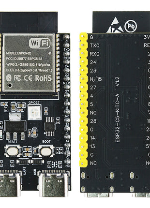 Placa de desarrollo ESP32-C5-DevKitC-1 Módulo WiFi de doble frecuencia 2.4G 5GHz con Pin N4 Flash de 4MB WIFI 6 CH340 Módulo electrónico ESP-32 C5 de 32 pines