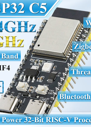 Placa de desarrollo ESP32-C5-DevKitC-1 Módulo WiFi de doble frecuencia 2.4G 5GHz con Pin N4 Flash de 4MB WIFI 6 CH340 Módulo electrónico ESP-32 C5 de 32 pines