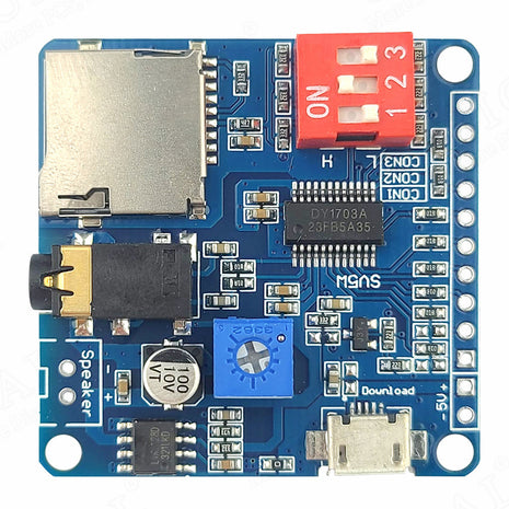 Voice Sound Module for Arduino MP3 Player Module UART I/O Trigger Class D Amplifier Board 5W 8M Storage SD/TF Card DY1703A Electronic Module