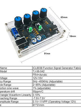 Generador de señal multifuncional de baja frecuencia DIY ICL8038 5Hz-400kHz Multi-onda Proyecto de soldadura DIY Práctica Kit electrónico Kit electrónico DIY