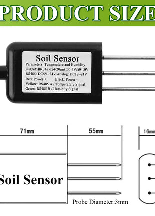Soil Temperature Humidity Sensor Probe RS485 Output 0-5V 0-10V 4-20mA Analog Soil Moisture Detector Sensors IP68 Protection Sensor Module