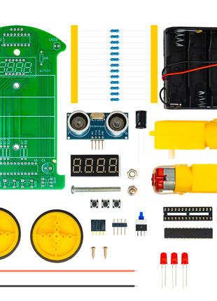 Kit electrónico de coche teledirigido ultrasónico DIY, kit de práctica de soldadura de coche inteligente con programación de pantalla LED, kit electrónico DIY