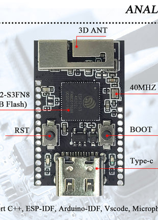 MINI ESP32-S3 Development Board for Arduino 2.4G Wifi BT Module Original Chip ESP32-S3FN8 8MB Flash 28Pin Type-C ESP32S3 Electronic Module