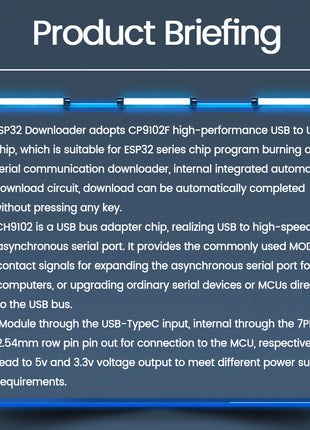 CH9102F Downloader Module Chip Program Burning for ESP-32 MINI TYPE-C USB to UART RS232 RS485 Serial Port Download 7Pin Electronic Module