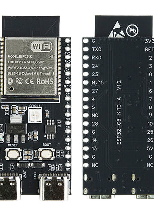 Placa de desarrollo ESP-32 C5 Módulo WiFi de doble frecuencia 2.4G y 5GHz ESP32-C5-DevKitC-1 N4 4MB Flash WIFI6 CH343 Módulo electrónico TYPE-C de 32 pines