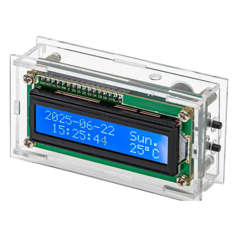 Kit de reloj electrónico LCD DIY DS1302 con pantalla de temperatura, luz de fondo ajustable, alarma musical para Arduino Tipo-C USB DC5V Kit electrónico DIY