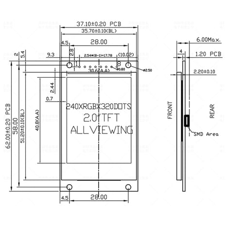 2.0 Inch TFT Display Module ST7789VW Driver 240*320 4-Line SPI HD Full View LCD Screen 8PIN OLED LCD Module
