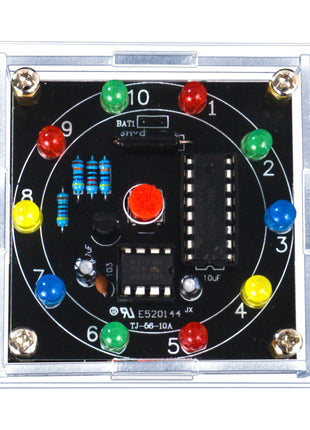 Kit electrónico de rueda de la fortuna con luz LED DIY, dados electrónicos, juego de estimación, kit de soldadura DIY, pulso de salida de 3 pines NE555 CD4017 3V, kit electrónico DIY
