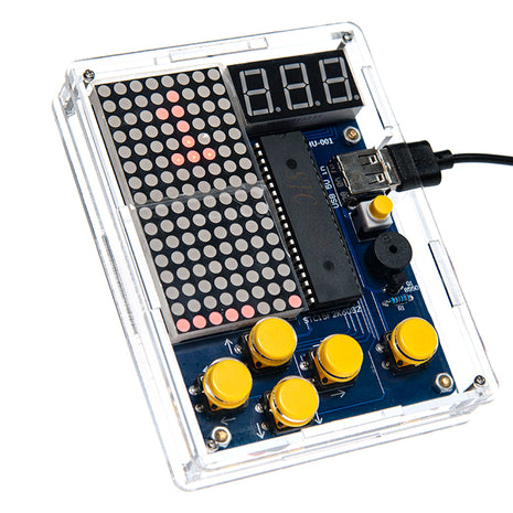 Kit de creación de juegos de píxeles DIY, electrónica, proyecto de soldadura DIY, práctica de soldadura, aprendizaje de ensamblaje con carcasa, kit electrónico DIY