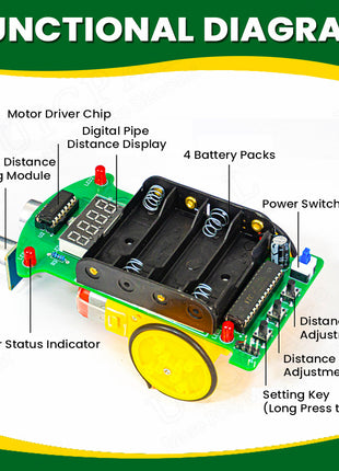 Kit electrónico de coche teledirigido ultrasónico DIY, kit de práctica de soldadura de coche inteligente con programación de pantalla LED, kit electrónico DIY