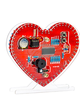 DIY Kit Electronic Multi-function Heart-Shaped LED Clock 4-digit Digital Tube Display PCB Soldering Practice Kit Micro USB DC 5V DIY Electronic Kit