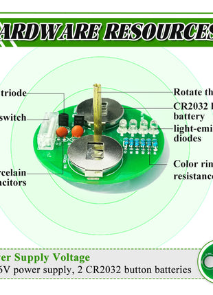 Kit de giroscopio LED de escritorio DIY Interruptor de vibración de triodo Kit de soldadura DIY de placa de circuito de batería CR2032 Alimentación DC6V Kit electrónico DIY