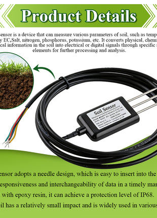 Soil Temperature Humidity Sensor Probe RS485 Output 0-5V 0-10V 4-20mA Analog Soil Moisture Detector Sensors IP68 Protection Sensor Module