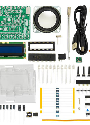 Kit electrónico de radio FM DIY Frecuencia ajustable 87-108MHz Pantalla LCD1602 Proyecto de soldadura de PCB Práctica de soldadura RDA5807 Kit electrónico DIY