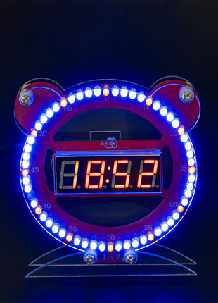 DIY Electronic Clock LED Digital Tube Bear Clock Electronic Kit Microcontroller Soldering Kit Creative Making Project with Cable DIY Electronic Kit