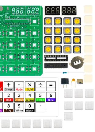 Kit de producción electrónica de calculadora DIY con pantalla digital LED con carcasa, kit de práctica de soldadura con microcontrolador, kit electrónico DIY