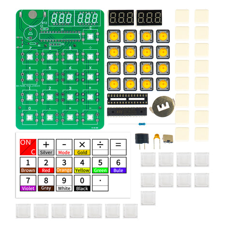 Kit de producción electrónica de calculadora DIY con pantalla digital LED con carcasa, kit de práctica de soldadura con microcontrolador, kit electrónico DIY