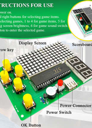 Kit de creación de juegos de píxeles DIY, electrónica, proyecto de soldadura DIY, práctica de soldadura, aprendizaje de ensamblaje con carcasa, kit electrónico DIY