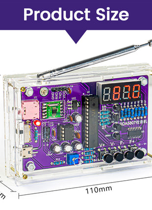 Kit electrónico de radio FM DIY Frecuencia ajustable 87-108MHz Pantalla digital Proyecto de soldadura DIY Práctica de soldadura RDA5807S Kit electrónico DIY