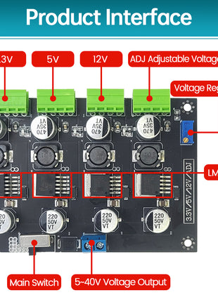 LM-2596 Multi-Circuit Switching Power Supplies Module 3.3V 5V 12V ADJ Adjustable Voltage Output Power Modules LM2596 LM-2596 Multi-Circuit Switching Power Supplies Module 3.3V 5V 12V ADJ Adjustable Voltage Output Power Modules LM2596 Electronic Module