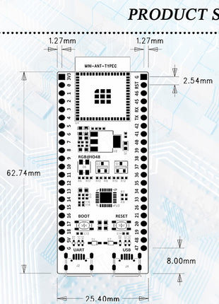 Placa de desarrollo ESP32-S3-DevKitC-1 Módulo WiFi BT 2.4G para Arduino 8MB PSRAM 16MB FLASH N16R8 44 pines CP2102 Tipo-C Módulo electrónico ESP-32 S3