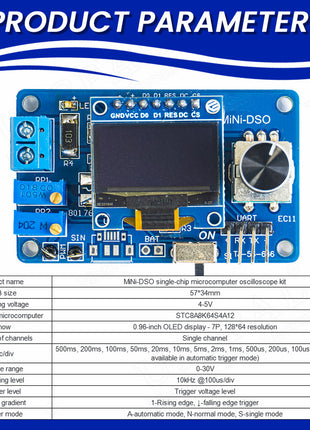 Kit electrónico DIY de mini osciloscopio digital STC8K8A MCU con pantalla OLED de 0,96 pulgadas para practicar soldadura y ensamblaje