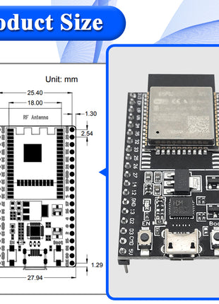 30pcs ESP32-32D Development Board with GPIO Expansion Board Kit BT Wifi Module USB Type-C 38PIN CP2102 ESP32-DevKitC