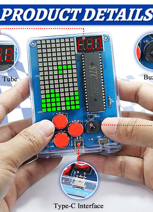 Kit electrónico de bricolaje Consola de juegos de píxeles LED Matriz de puntos Pantalla de tubo digital MCU STC15F2K60S2 PCB de doble cara Kit de soldadura DIY Kit electrónico DIY