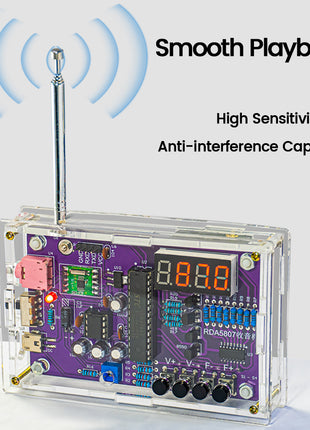 Kit electrónico de radio FM DIY Frecuencia ajustable 87-108MHz Pantalla digital Proyecto de soldadura DIY Práctica de soldadura RDA5807S Kit electrónico DIY